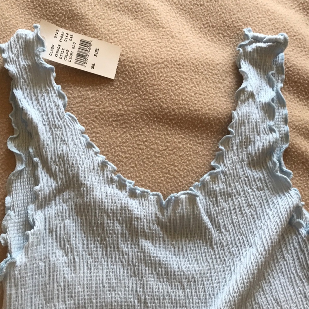 Light Blue Ruffle Tank Top - Picture 3 of 4